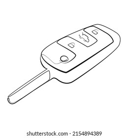 Car key one line drawing on white isolated background 