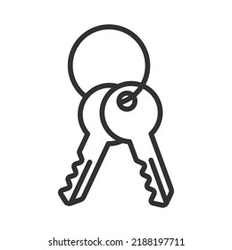 Car key outline icon. Alarm system chain Vector illustration. 