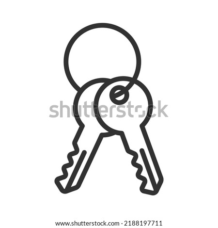 Car key outline icon. Alarm system chain Vector illustration. 