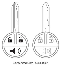 Car key outline. Vector illustration isolated on white background