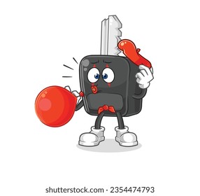 the car key pantomime blowing balloon. cartoon mascot vector