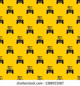 Car and key pattern seamless vector repeat geometric yellow for any design