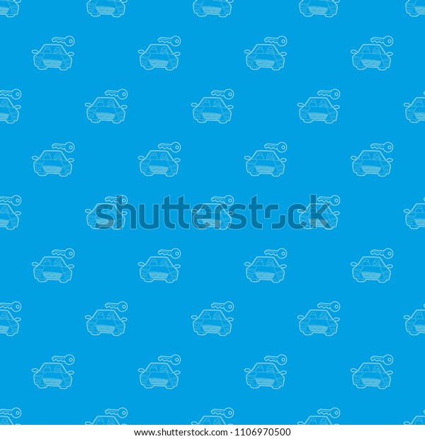 Car and key pattern vector seamless blue repeat for\
any use