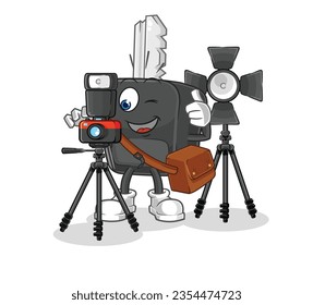 the car key photographer character. cartoon mascot vector