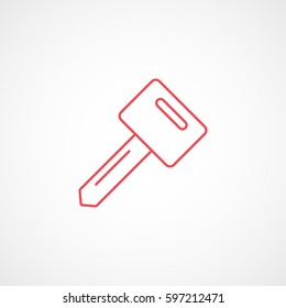 Car Key Red Line Icon On White Background