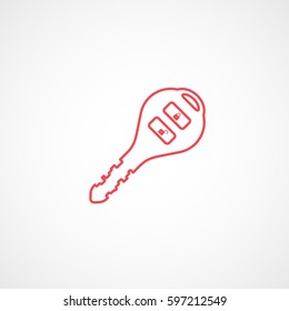 Car Key Red Line Icon On White Background