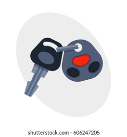 Car key with remote control automobile security lock and alarm transportation new unlock object car wireless technology vector illustration.