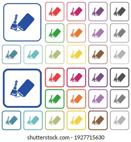 Car key with remote control color flat icons in rounded square frames. Thin and thick versions included.