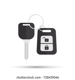 Car Key with Remote Control. Flat icon. Vector stock illustration