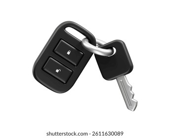 Car key with remote control icon 3d render illustration