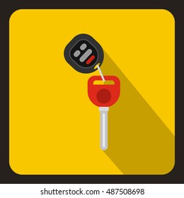 Car key with remote control icon in flat style on a yellow background vector illustration