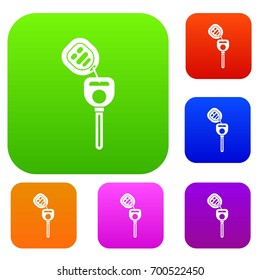 Car key with remote control set icon in different colors isolated vector illustration. Premium collection