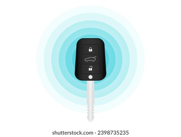 Car Key Remote Control. Smart Car Key or Keyless Wifi System. Vector Illustration.