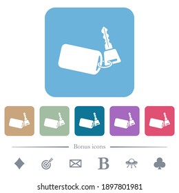 Tecla de coche con iconos planos blancos de control remoto en fondo cuadrado redondeado de color. 6 iconos de bonificación incluidos