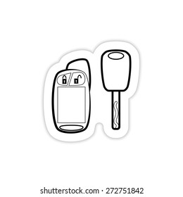 Car key with remote icon on a white background with shadow 