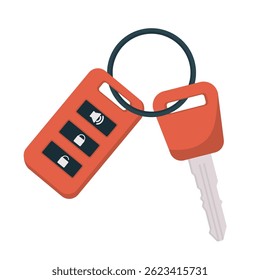 Car Key with Remote and Keyring Car key with remote control vector illustration graphic design 
