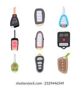 car key set cartoon. lock automobile, system safety, hand auto car key sign. isolated symbol vector illustration