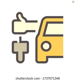 Car and car key to show buy car concept vector icon design, 48X48 pixel perfect and editable stroke.