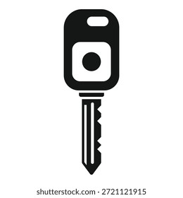 Icono de Vector de silueta de llave de coche aislado en fondo blanco para seguridad y acceso al vehículo. Ilustración gráfica moderna que simboliza la entrada remota simple negra para el control de transporte