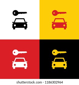 Car key simplistic sign. Vector. Icons of german flag on corresponding colors as background.
