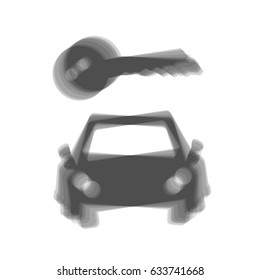 Car key simplistic sign. Vector. Gray icon shaked at white background.