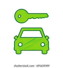 Car key simplistic sign. Vector. Lemon scribble icon on white background. Isolated