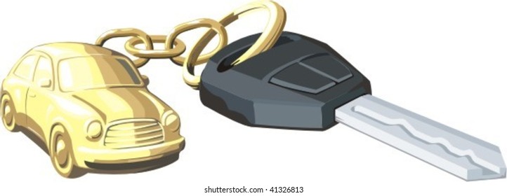 car key with small car on chain