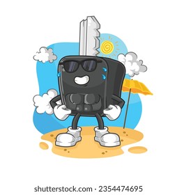 the car key sunbathing in summer. character vector