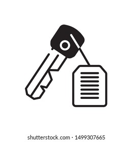 Car key with tag icon. flat simple pictogram. Key wiith tag vector illustration