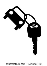 Car Key Tag Icon, Old Type Car Key, Vector Illustration