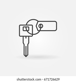 Car key with tag icon - vector outline symbol or design element