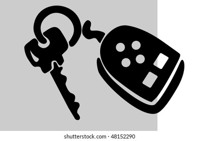 Car key with trinket, vector illustration