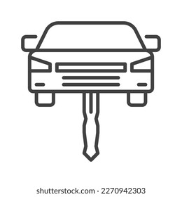 Car as a Key vector concept icon or sign in thin line style