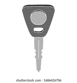 Car Key Vector Design. Digital Hand Drawn Style. Grain Texture