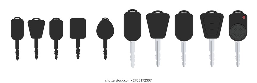 Ilustração do projeto do vetor da chave do carro conjunto isolado no fundo branco