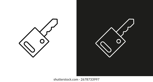 Car key vector editable line icon on black and white background.