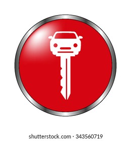 car key - vector icon on the  red button