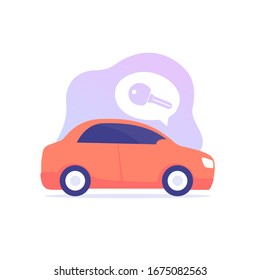 car and key, vector illustration