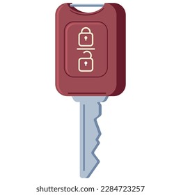 Ilustración vectorial de la clave del automóvil aislada en un fondo blanco.