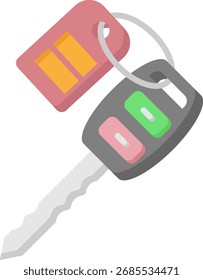 Ilustración vectorial de la llave del coche sobre fondo blanco