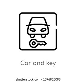 car and key vector line icon. Simple element illustration. car and key outline icon from transport concept. Can be used for web and mobile