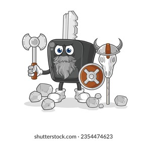 the car key viking with an ax illustration. character vector