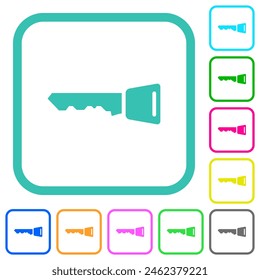 Car key vivid colored flat icons in curved borders on white background