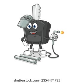 the car key welder mascot. cartoon vector