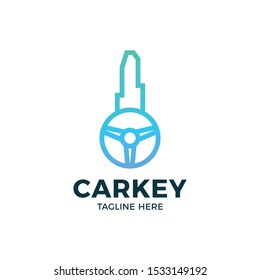 Car key with wheel icon vector logo. line car key outline icon vector illustration