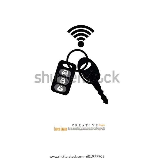 Car key wifi icon.car key with wifi\
wave.vector\
illustration.eps10.