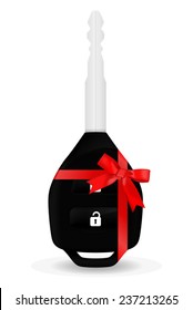 Car key wrapped with red ribbon