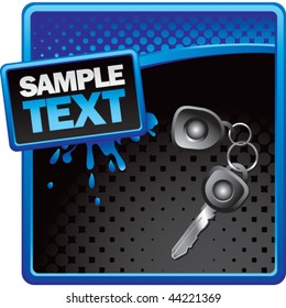 car keys blue and black halftone grungy ad