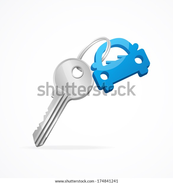 Car keys and blue key\
chain