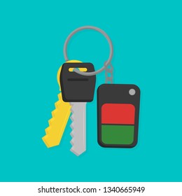 car keys in flat style on blue background